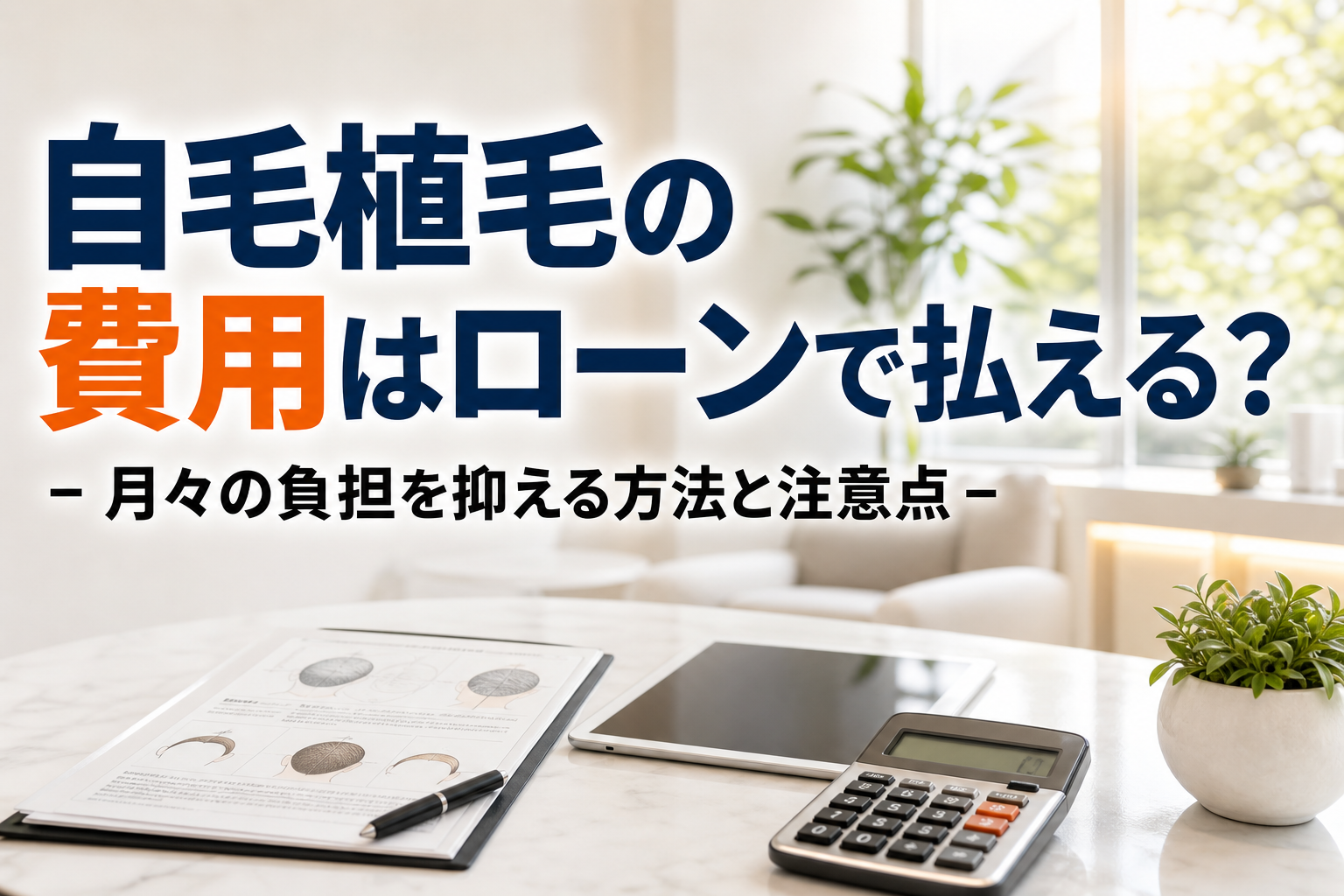 自毛植毛の費用はローンで払える？月々の負担を抑える方法と注意点