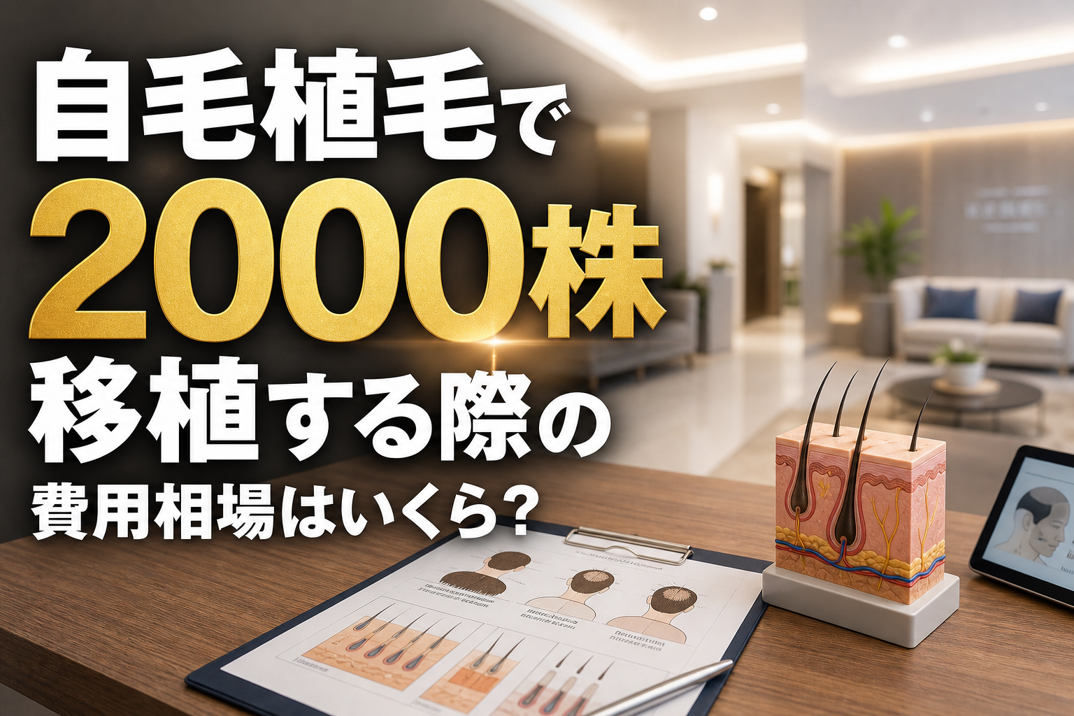 自毛植毛で2000株移植する際の費用相場はいくら?