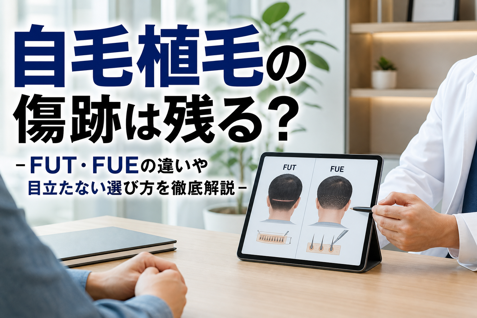 自毛植毛の傷跡は残る？FUT・FUEの違いや目立たない選び方を徹底解説