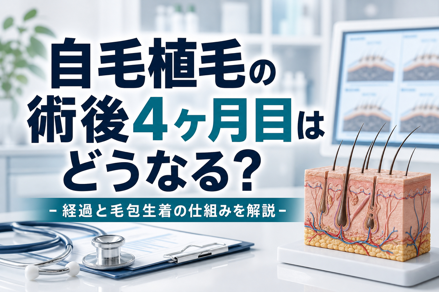 自毛植毛の術後4ヶ月目はどうなる？経過と毛包生着の仕組みを解説