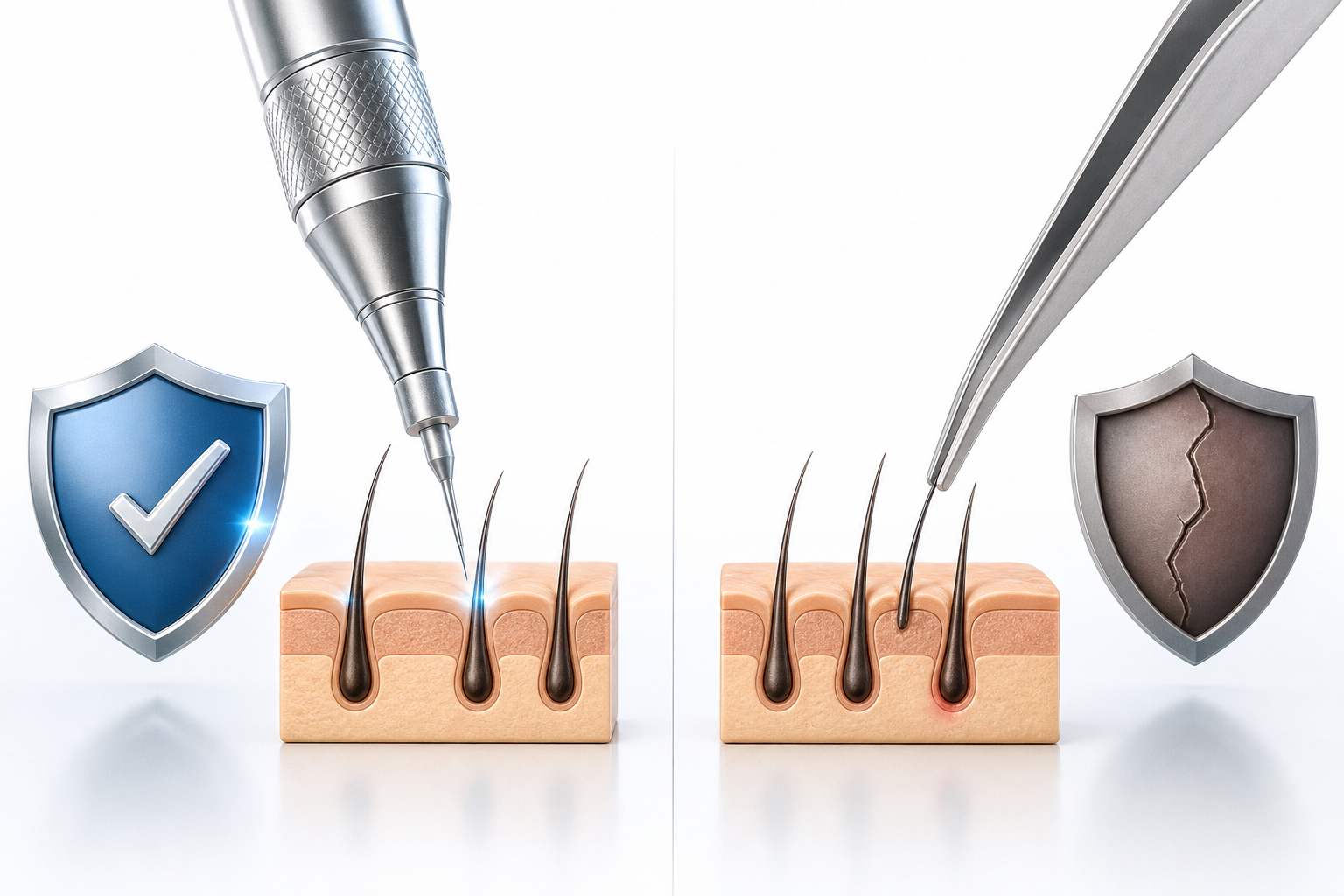 A conceptual infographic-style illustration comparing two different medical approaches. On one side,