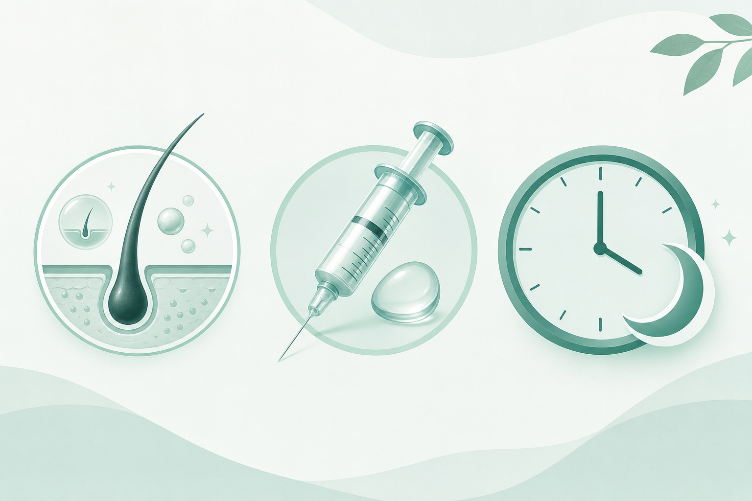 A conceptual illustration showing various beauty and hair care services. Icons or stylized graphics 