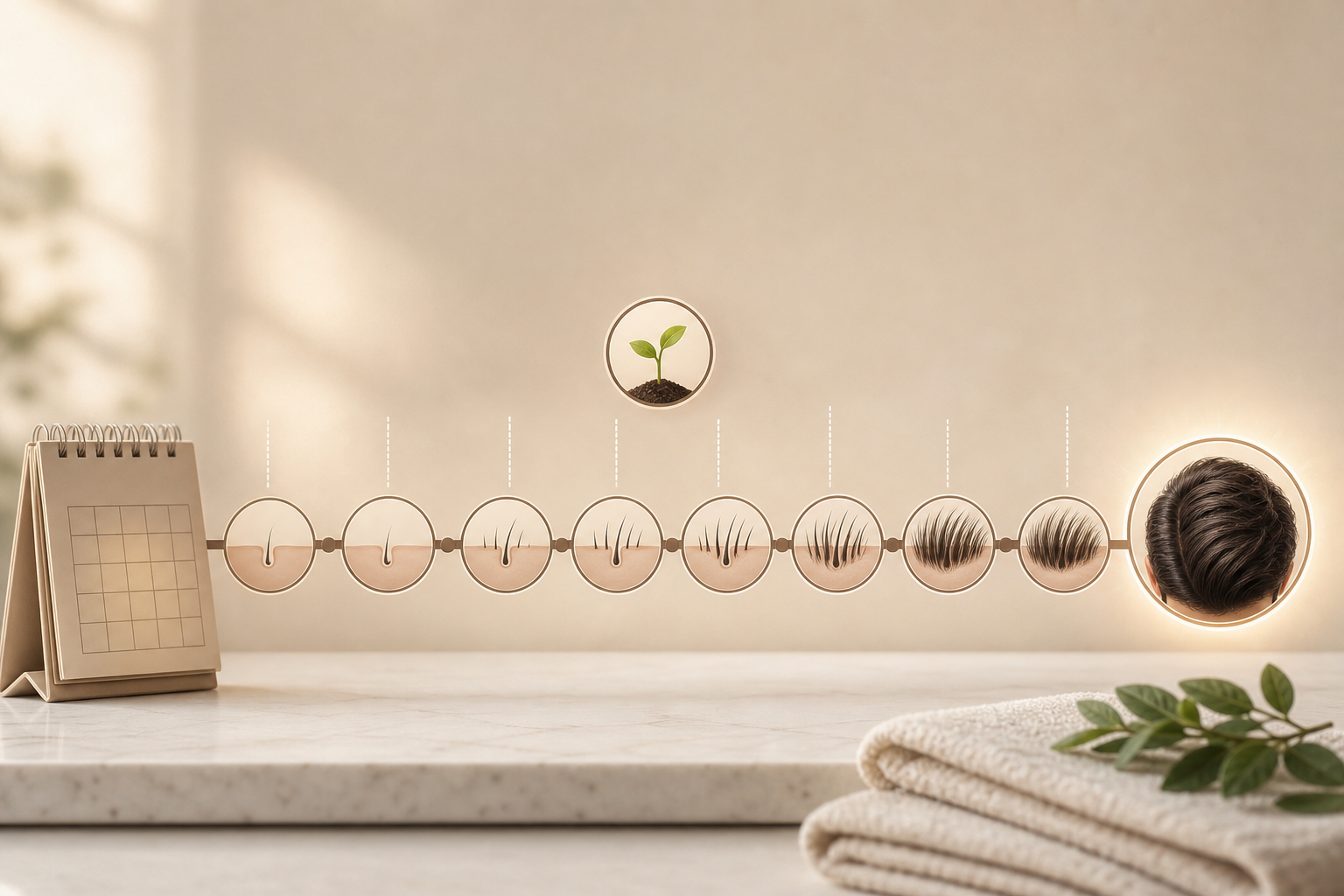 A conceptual infographic-style illustration showing a timeline of 1 to 12 months to represent the ha