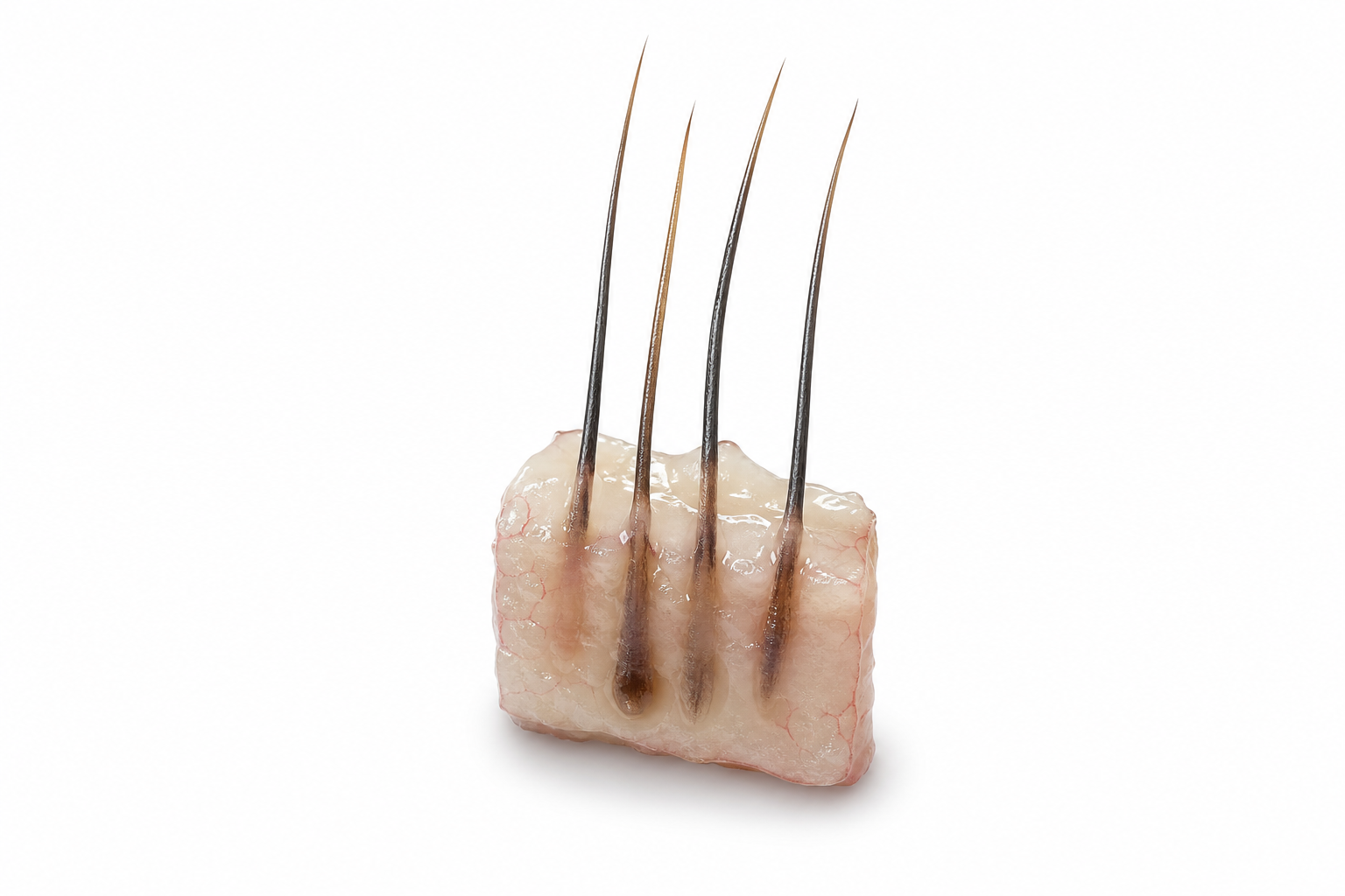 A detailed medical illustration of a 'Graft' or follicular unit. It shows a small piece of tissue co